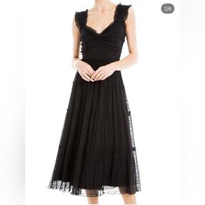 Max Studio NWT Elegant Black Ruffled Midi Dress
